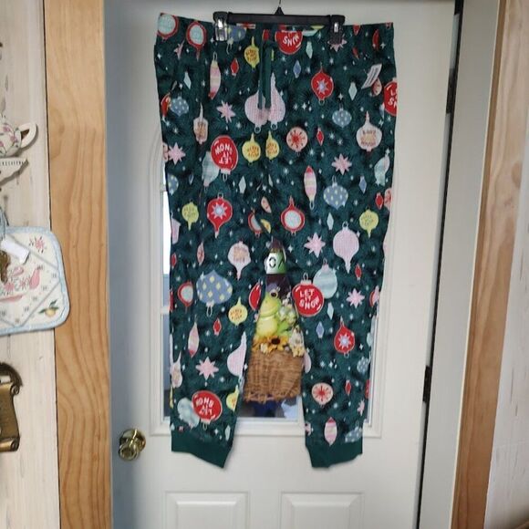 New Old Navy Green Ornaments Flannel Lounge Pants Size Men's XXL - Picture 1 of 2